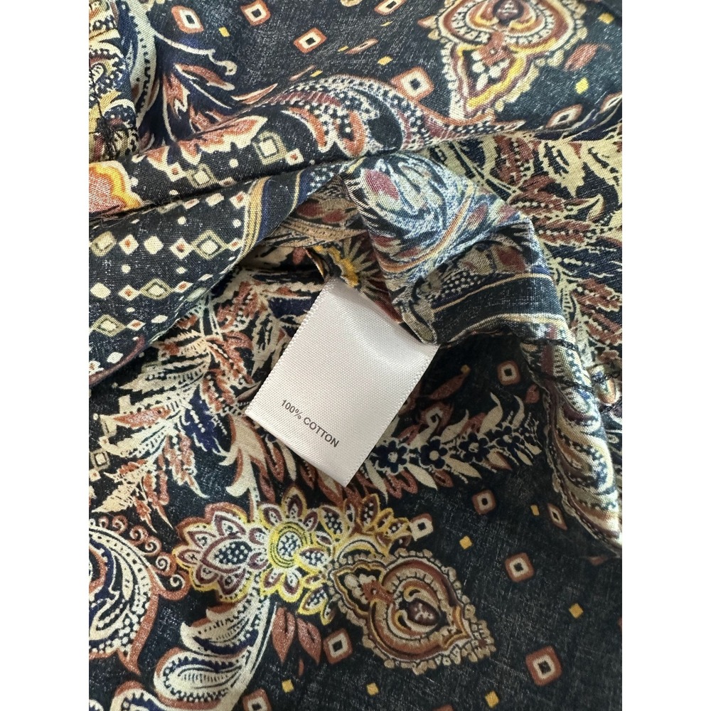 Murano Liquid Luxury Slim Fit Bohemian Cotton Patterned Button Down Shirt | M - Picture 3 of 5